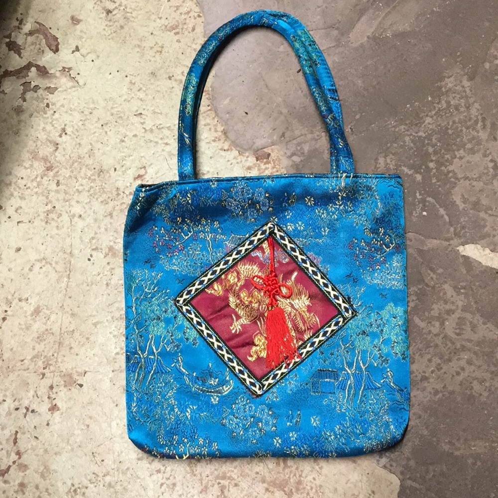 Blue embroidered bag